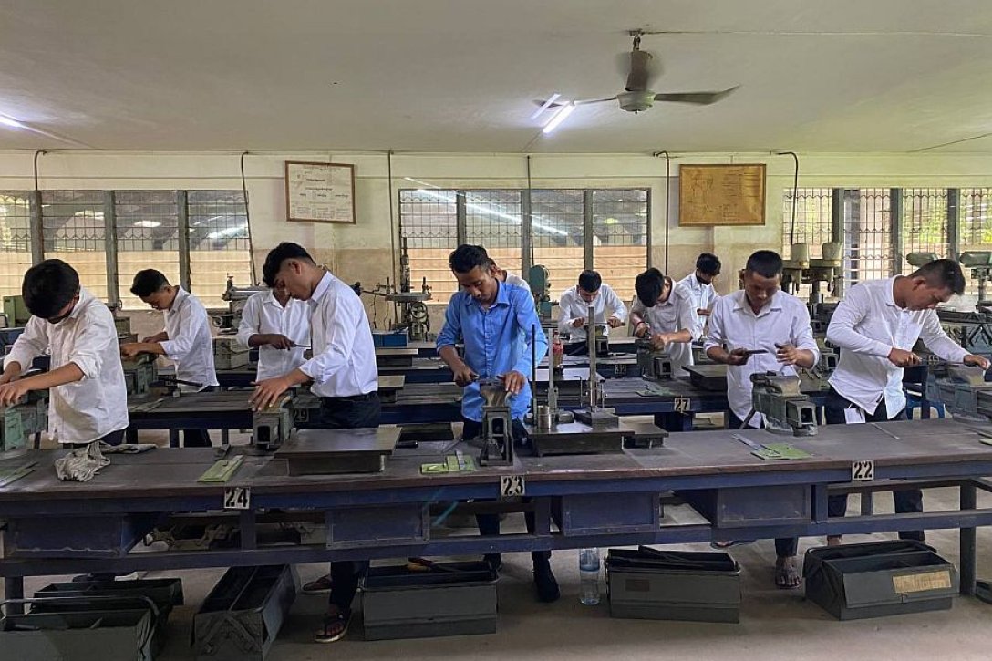 Auszubildende in der Fachrichtung Mechanisches Schweißen bei Don Bosco in Phnom Penh